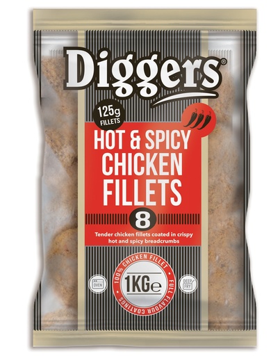 [CN166] Diggers Breaded Hot N Spicy Fillet (Chicken Burger)-1kg
